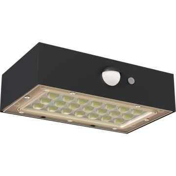 LED Saulės energijos prožektorius su judesio jutikliu LED/3,7V 1200mAh 4000K IP65 juoda