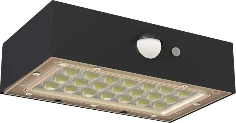LED Saulės energijos prožektorius su judesio jutikliu LED/3,7V 1200mAh 4000K IP65 juoda