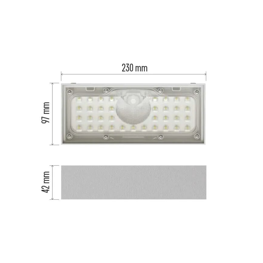 LED Saulės energijos prožektorius su judesio jutikliu LED/3,7V 3000mAh 4000K IP65 balta