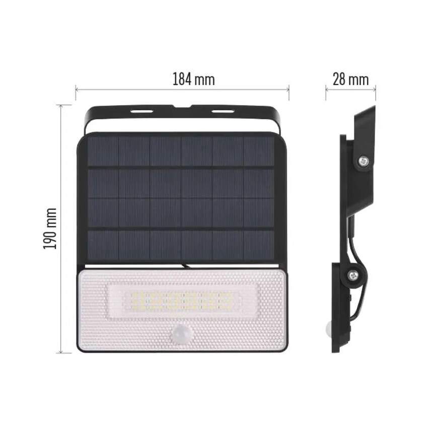 LED Saulės energijos prožektorius su judesio jutikliu LED/3,7V 3600mAh 4000K IP54