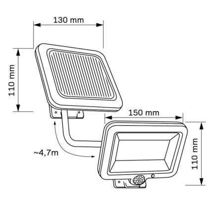 LED Saulės energijos prožektorius su jutiklliu DUO LED/1W/3,7V 1200 mAh IP44