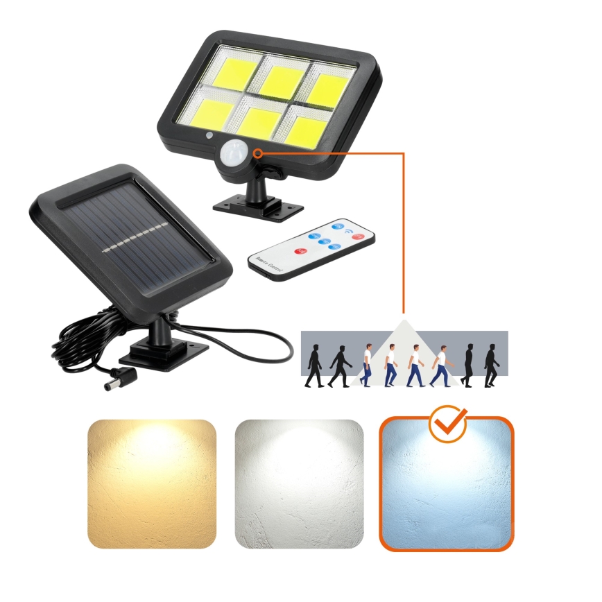 LED Saulės energijos prožektorius su jutiklliu LED/1,5W/3,7V 6000K IP44 1200 mAh