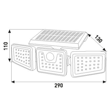 LED Saulės energijos prožektorius su jutiklliu LED/14W/3,7V 1800 mAh IP54