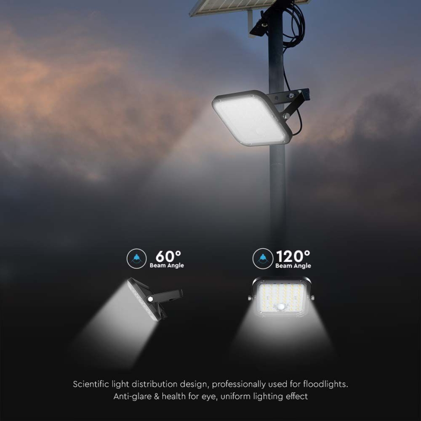 LED Saulės energijos prožektorius su jutiklliu LED/30W/6,4V 4000K 6000 mAh + nuotolinio valdymo pultas