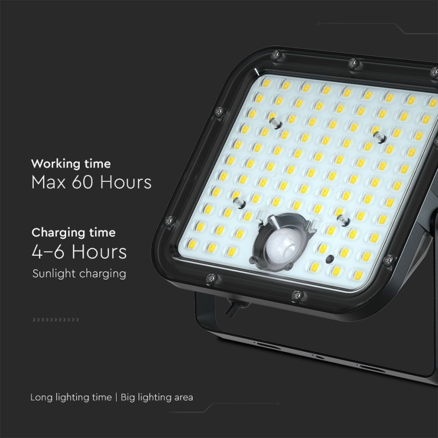 LED Saulės energijos prožektorius su jutiklliu LED/30W/6,4V 6400K 6000 mAh + nuotolinio valdymo pultas