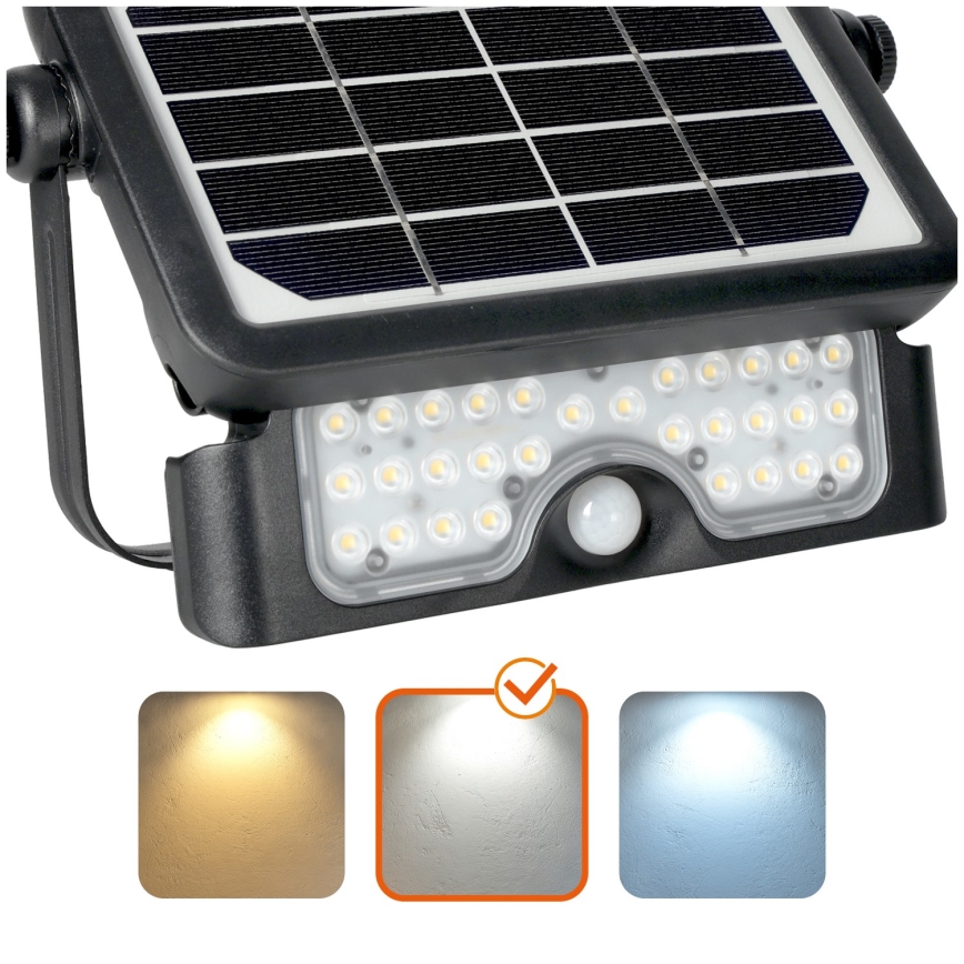 LED Saulės energijos prožektorius su jutiklliu LED/5W/3,7V 4000K IP65 3000 mAh