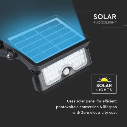 LED Saulės energijos prožektorius su jutiklliu LED/5W/3,7V IP65 4000K 3000 mAh
