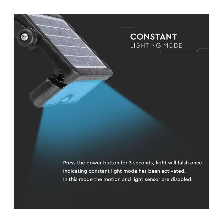 LED Saulės energijos prožektorius su jutiklliu LED/5W/3,7V IP65 4000K 3000 mAh