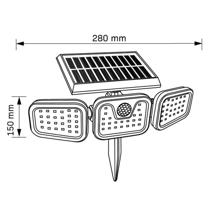 LED Saulės energijos prožektorius su jutiklliu TRIO LED/0,6W/3,7V 1200 mAh IP44
