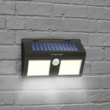 LED Saulės energijos sieninis šviestuvas su jutikliu 2xLED/2,5W/5,5V IP65