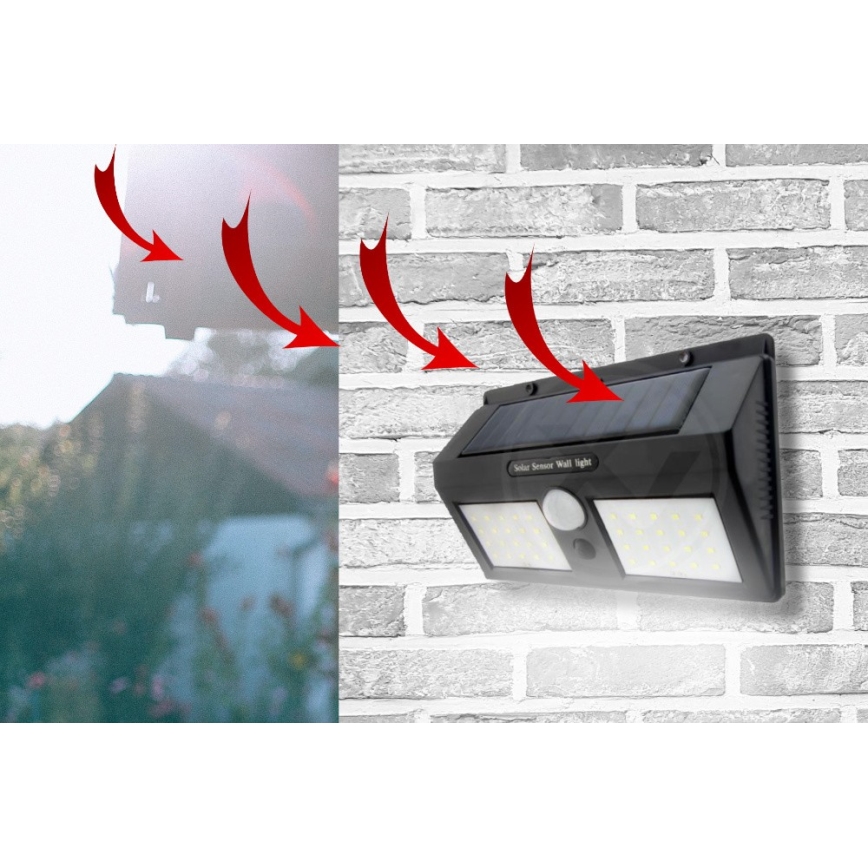 LED Saulės energijos sieninis šviestuvas su jutikliu LED/1,2W/3,7V IP54
