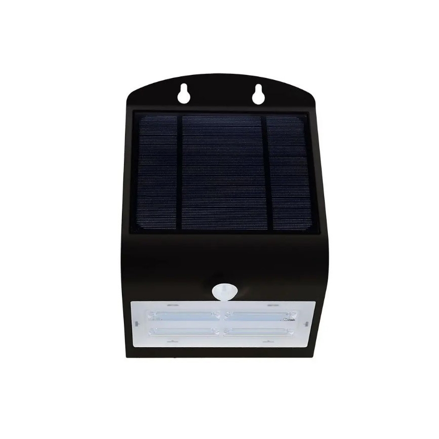 LED saulės energijos sieninis šviestuvas su jutikliu LED/3W/3,7V 3000/4000K IP65 juoda