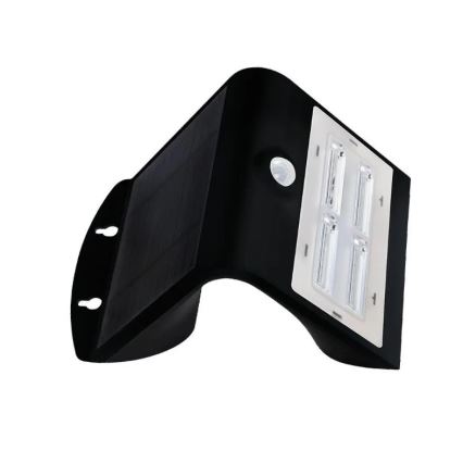 LED saulės energijos sieninis šviestuvas su jutikliu LED/3W/3,7V 3000/4000K IP65 juoda