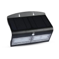 LED saulės energijos sieninis šviestuvas su jutikliu LED/7W/3,7V 4000K IP65 juoda