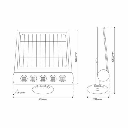 LED Saulės energijos sieninis šviestuvas su jutikliu LED/8W/3,7V 4000 mAh 4000K IP65