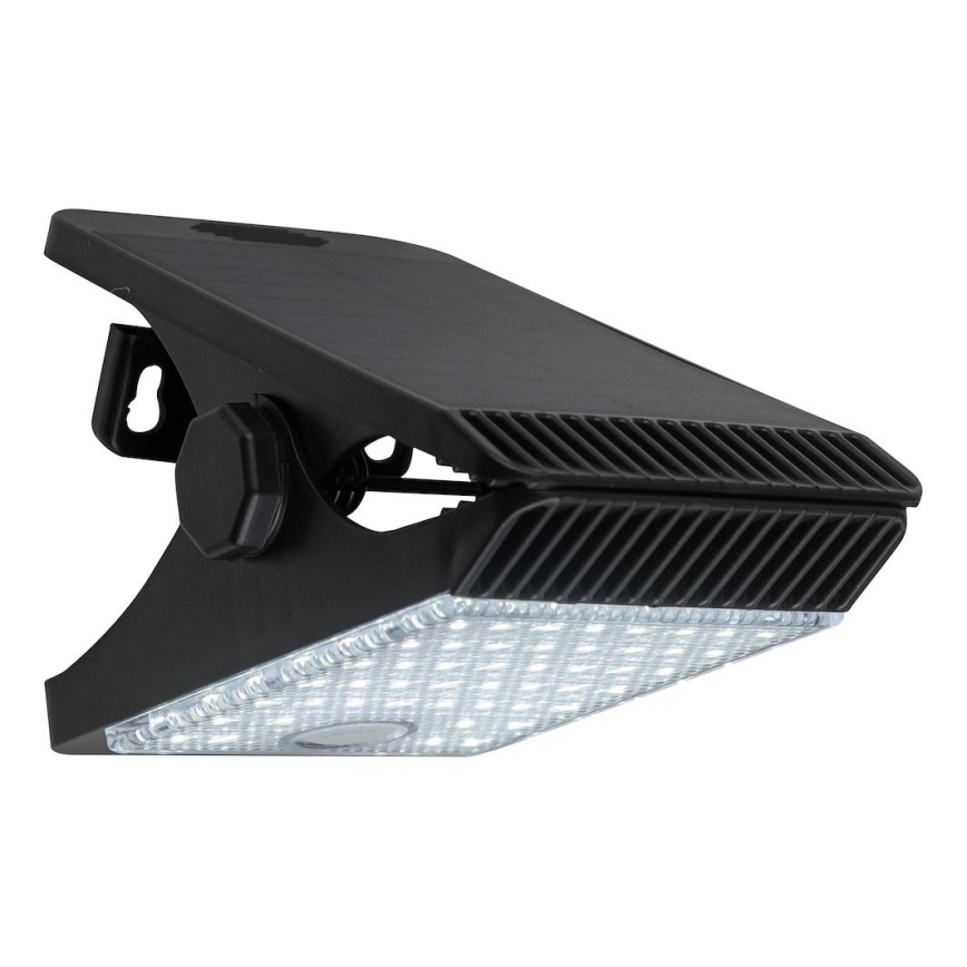 LED Saulės energijos šviestuvas su judesio ir sutemų jutikliu CLIPS LED/4W/1200 mAh 3,7V IP44 juoda