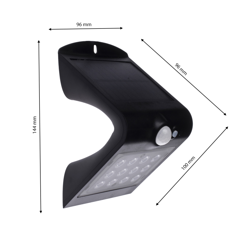 LED Saulės energijos šviestuvas su judesio jutikliu LED/1,5W/1200 mAh 3,7V IP65