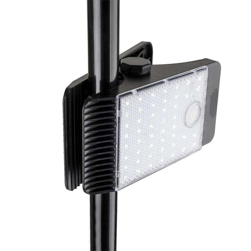 LED Saulės energijos šviestuvas su judesio ir sutemų jutikliu CLIPS LED/4W/1200 mAh 3,7V IP44 juoda