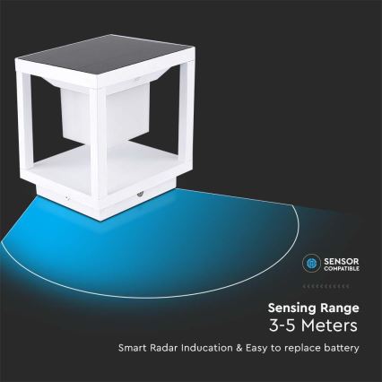 LED Saulės energijos šviestuvas su jutikliu LED/2W/5,5V 3000K IP65 2600 mAh balta