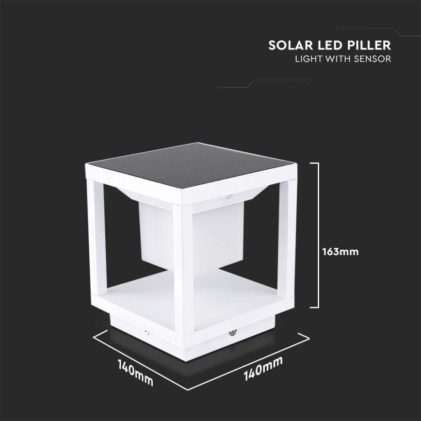 LED Saulės energijos šviestuvas su jutikliu LED/2W/5,5V 3000K IP65 2600 mAh balta