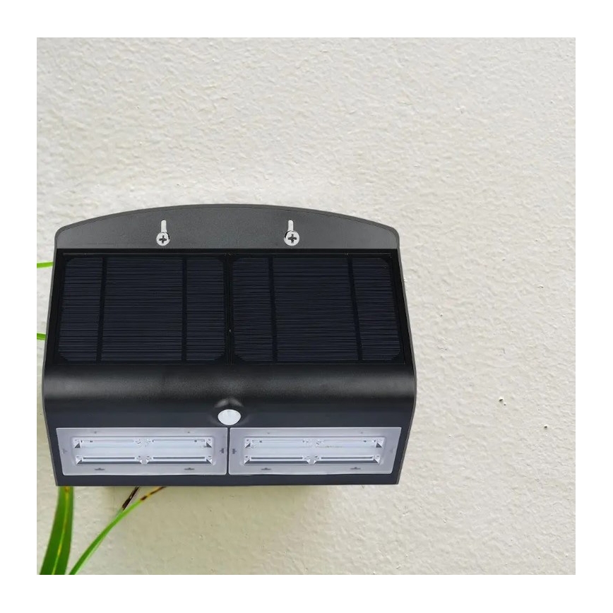LED Saulės energijos šviestuvas su jutikliu LED/7W/3,7V 4000K IP65 juodas