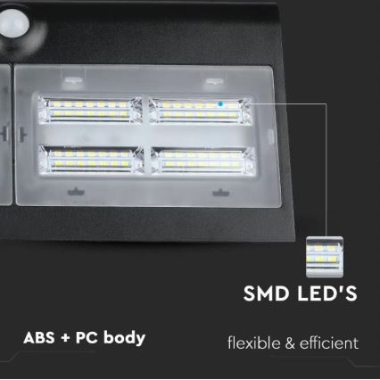 LED Saulės energijos šviestuvas su jutikliu LED/7W/3,7V 4000K IP65 juodas