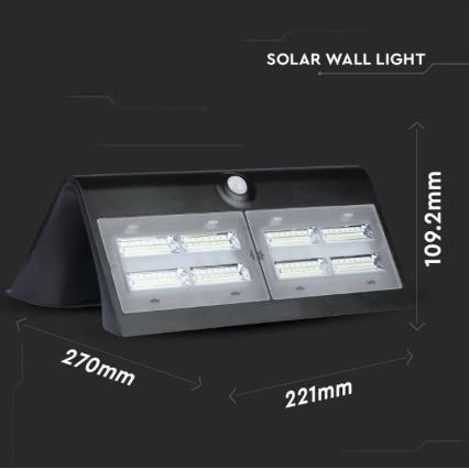 LED Saulės energijos šviestuvas su jutikliu LED/7W/3,7V 4000K IP65 juodas