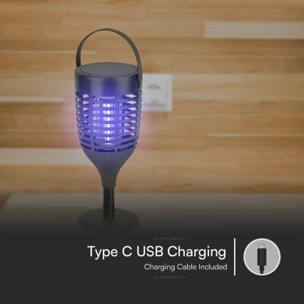 LED Saulės energijos vabzdžių gaudyklė 3in1 LED/1,3W/3,7V IP24 20 mm 2200 mAh