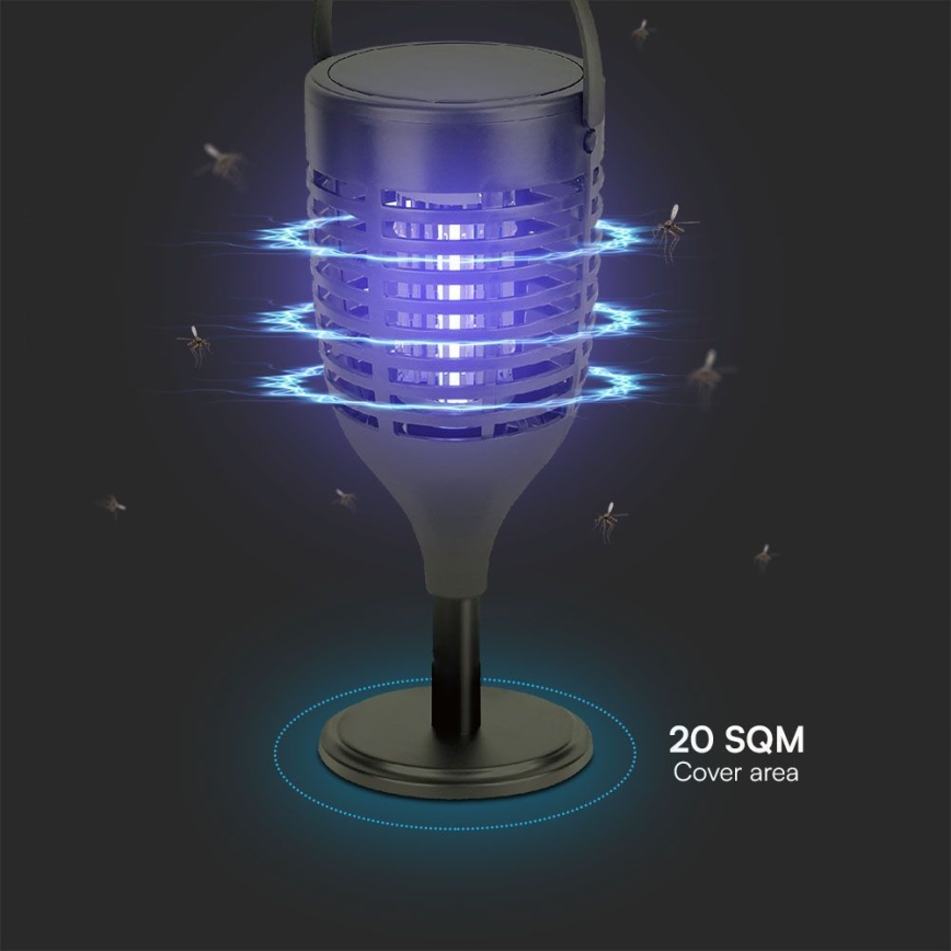 LED Saulės energijos vabzdžių gaudyklė 3in1 LED/1,3W/3,7V IP24 20 mm 2200 mAh