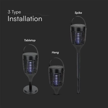 LED Saulės energijos vabzdžių gaudyklė 3in1 LED/1,3W/3,7V IP24 20 mm 2200 mAh