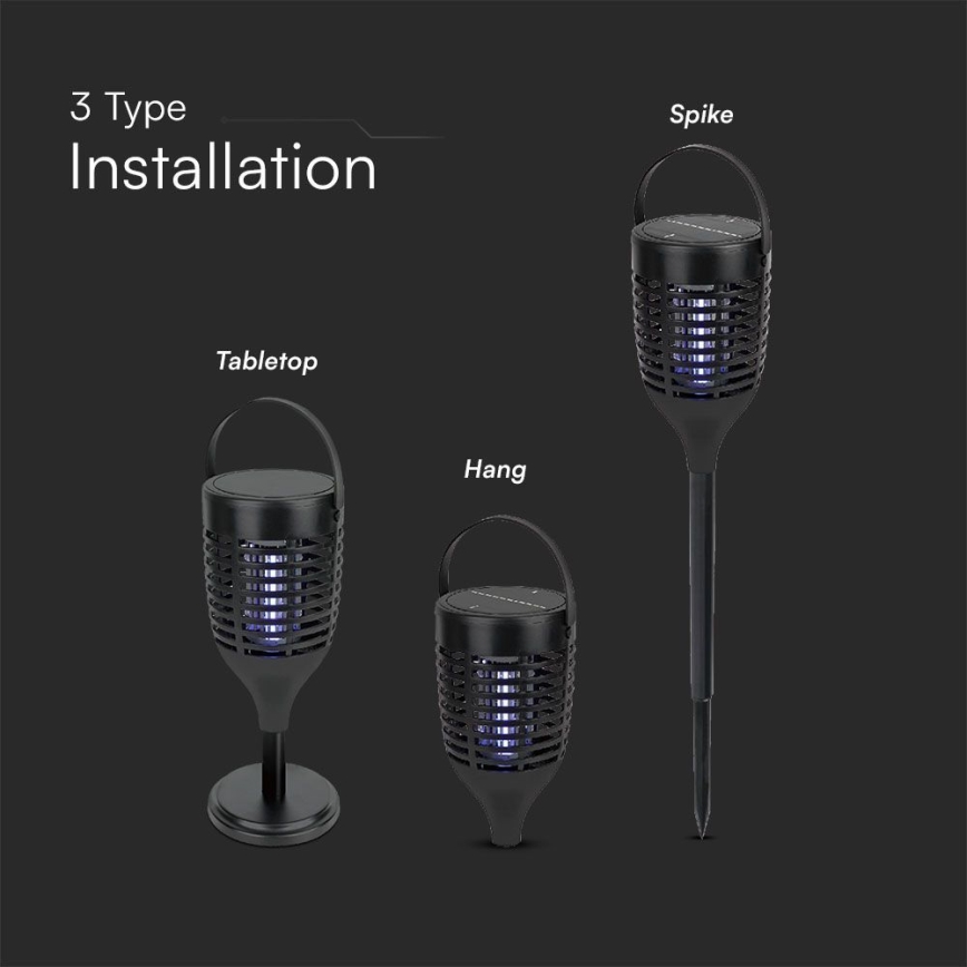 LED Saulės energijos vabzdžių gaudyklė 3in1 LED/1,3W/3,7V IP24 20 mm 2200 mAh