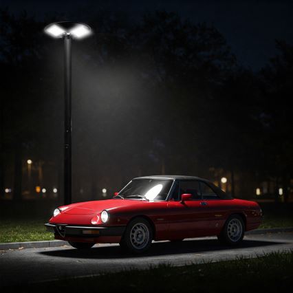 Reguliuojamas LED saulės gatvės šviestuvas su jutikliu LED/15W/6V 11000 mAh 6500K IP65 juodas + nuotolinis valdymas