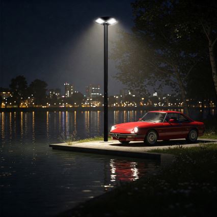 Reguliuojamas LED saulės gatvės šviestuvas su jutikliu LED/15W/6V 11000 mAh 6500K IP65 juodas + nuotolinis valdymas