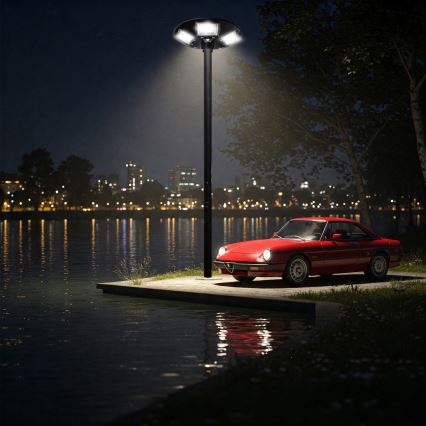 LED reguliuojama saulės gatvės lempa su jutikliu LED/22W/6V 18000 mAh 6500K IP65 juoda + nuotolinis valdymas