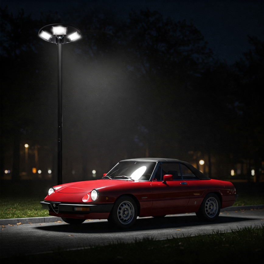 LED reguliuojama saulės gatvės lempa su jutikliu LED/22W/6V 18000 mAh 6500K IP65 juoda + nuotolinis valdymas