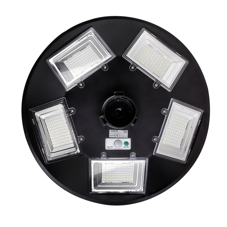 LED reguliuojama saulės gatvės lempa su jutikliu LED/22W/6V 18000 mAh 6500K IP65 juoda + nuotolinis valdymas