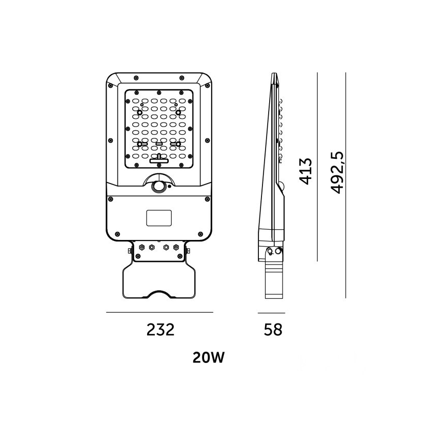 LED saulės gatvės šviestuvas su jutikliu STREET LED/20W/7,4V 3000/4000/6000K IP65 5400 mAh
