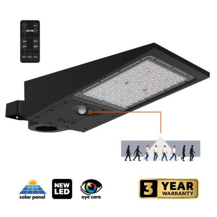 Reguliuojamas LED saulės gatvės šviestuvas su jutikliu STREET LED/30W/9,6V 3000/4000K 6000 mAh IP65 + nuotolinis valdymas