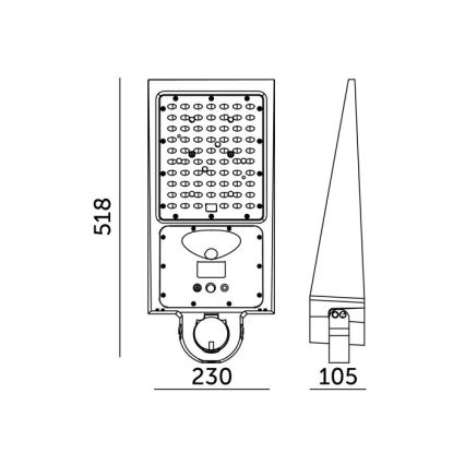 Reguliuojamas LED saulės gatvės šviestuvas su jutikliu STREET LED/30W/9,6V 3000/4000K 6000 mAh IP65 + nuotolinis valdymas