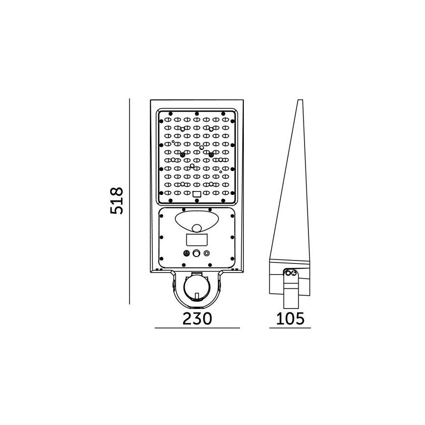 Reguliuojamas LED saulės gatvės šviestuvas su jutikliu STREET LED/30W/9,6V 3000/4000K 6000 mAh IP65 + nuotolinis valdymas