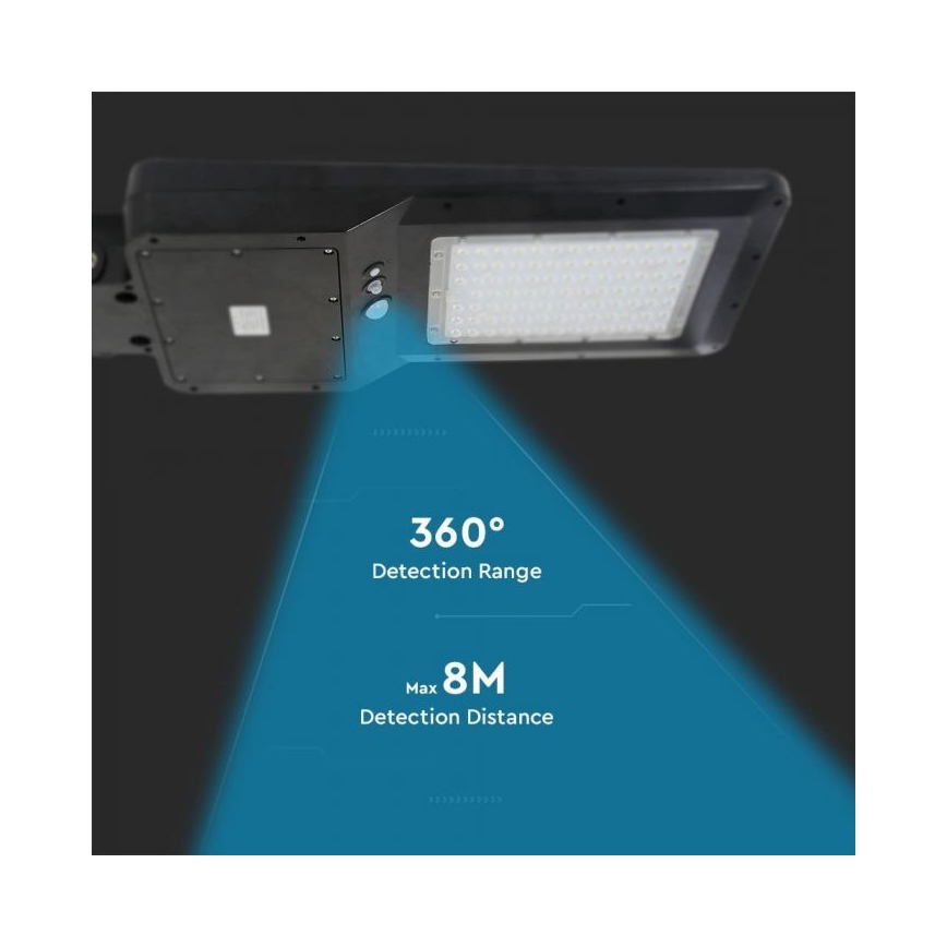 LED Saulės gatvės šviestuvas su jutikliu LED/40W/9,6V IP65 4000K + nuotolinis valdymas
