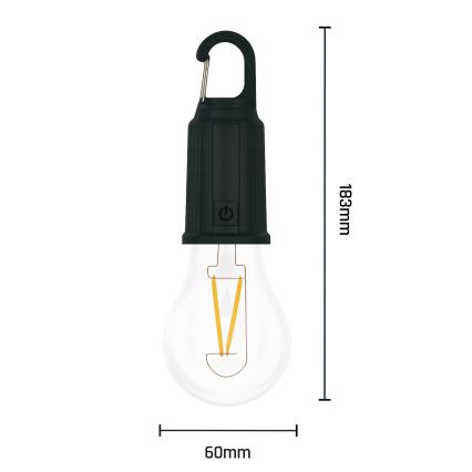 LED saulės įkraunamas žibintas LUMINA LUMO LED/USB 300 mAh juodas