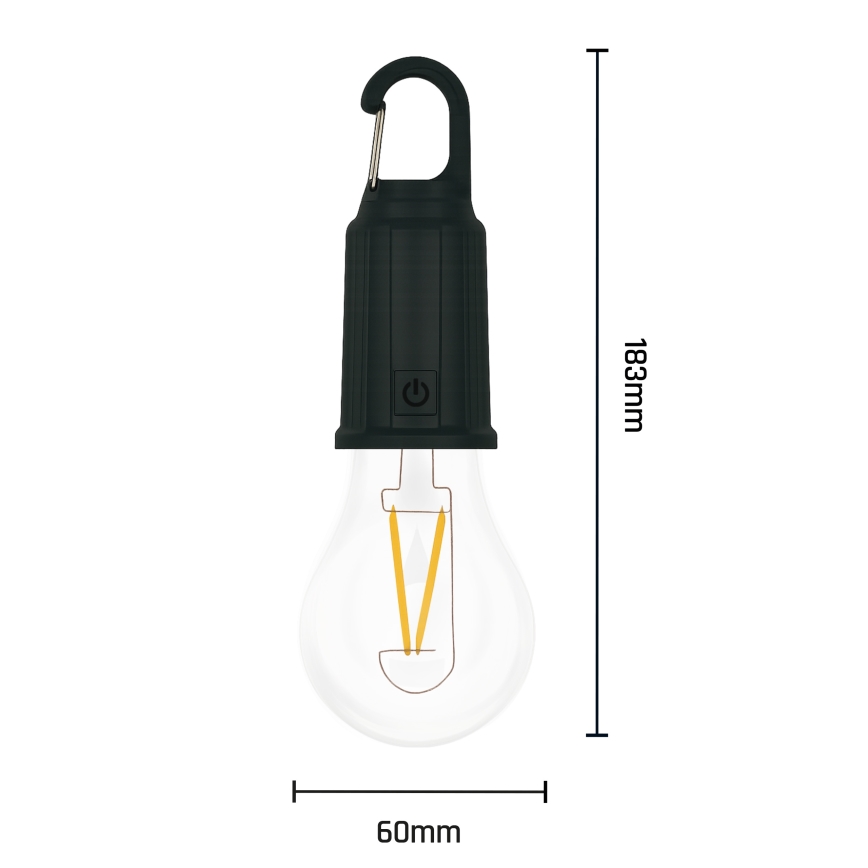 LED saulės įkraunamas žibintas LUMINA LUMO LED/USB 300 mAh juodas