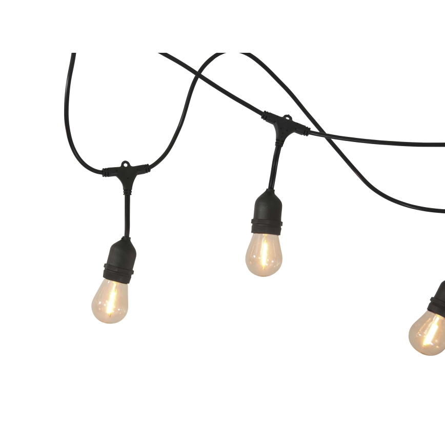LED šviesos reguliavimas saulės lauko grandinė PARTY 10xE27/3,7V 10 m IP44 + nuotolinio valdymo pultas