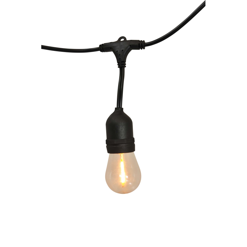 LED šviesos reguliavimas saulės lauko grandinė PARTY 10xE27/3,7V 10 m IP44 + nuotolinio valdymo pultas