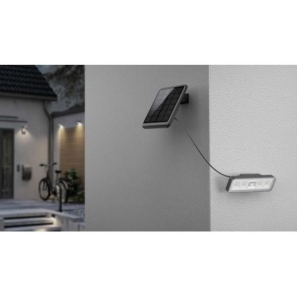 LED Saulės lauko Prožektoriaus šviestuvas su jutikliu LED/8W/3,7V 2000 mAh IP54 juoda