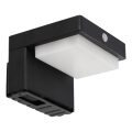 LED saulės lauko sieninis šviestuvas su jutikliu LED/5W/3,7V 2000 mAh IP44 juodas