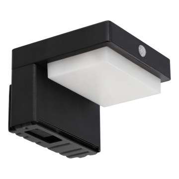 LED saulės lauko sieninis šviestuvas su jutikliu LED/5W/3,7V 2000 mAh IP44 juodas