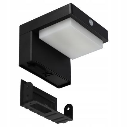 LED saulės lauko sieninis šviestuvas su jutikliu LED/5W/3,7V 2000 mAh IP44 juodas