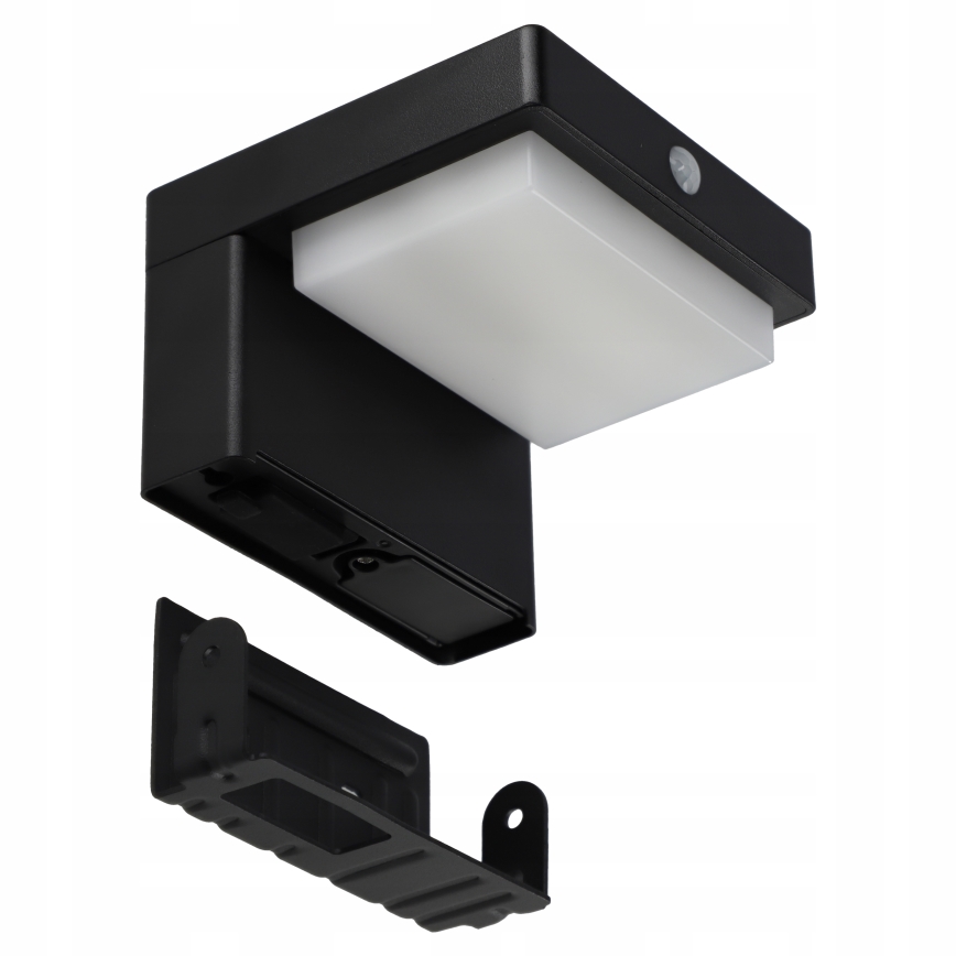 LED saulės lauko sieninis šviestuvas su jutikliu LED/5W/3,7V 2000 mAh IP44 juodas